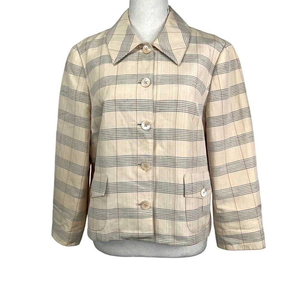 Vintage BCBG Maxazria Silk Blazer Striped Windowpane